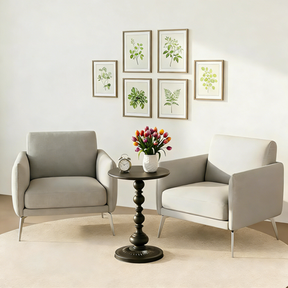 Retro Pedestal End Table, Decorative Round Accent Table for Home