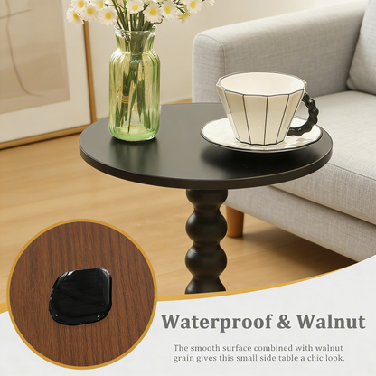 Vintage Spindle Pedestal Side Table, Waterproof Round Accent Table for Small Spaces