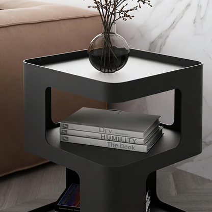 3-Tier All-Metal Side Table, No-Assembly Modern Accent Table with Matte Finish for Living Room Bedroom