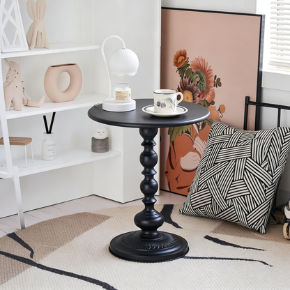 Retro Pedestal End Table, Decorative Round Accent Table for Home