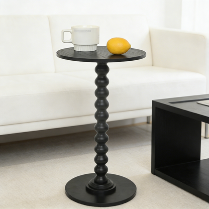 Vintage Spindle Pedestal Side Table, Waterproof Round Accent Table for Small Spaces