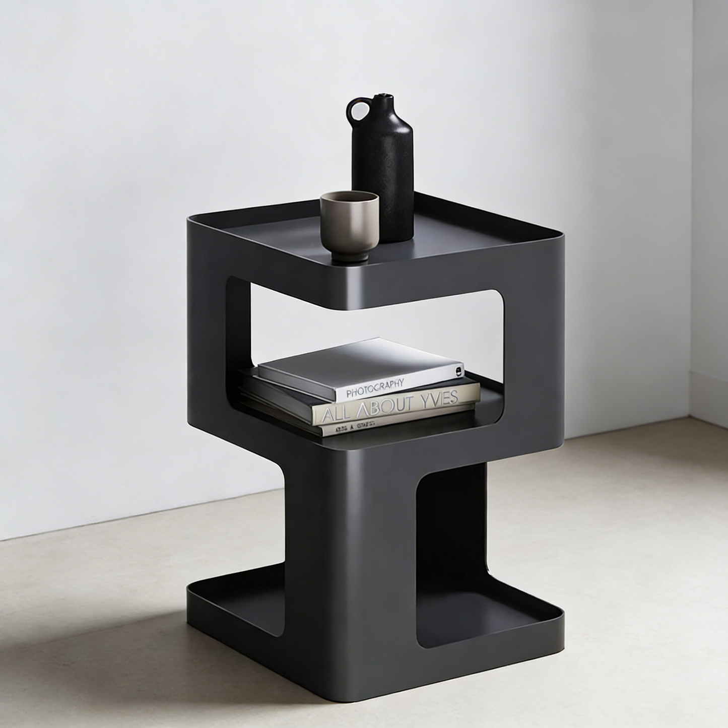 3-Tier All-Metal Side Table, No-Assembly Modern Accent Table with Matte Finish for Living Room Bedroom