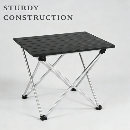 Anti-Slip Compact Folding Table, Ultralight Aluminum Portable Table with Storage Slot for Camping