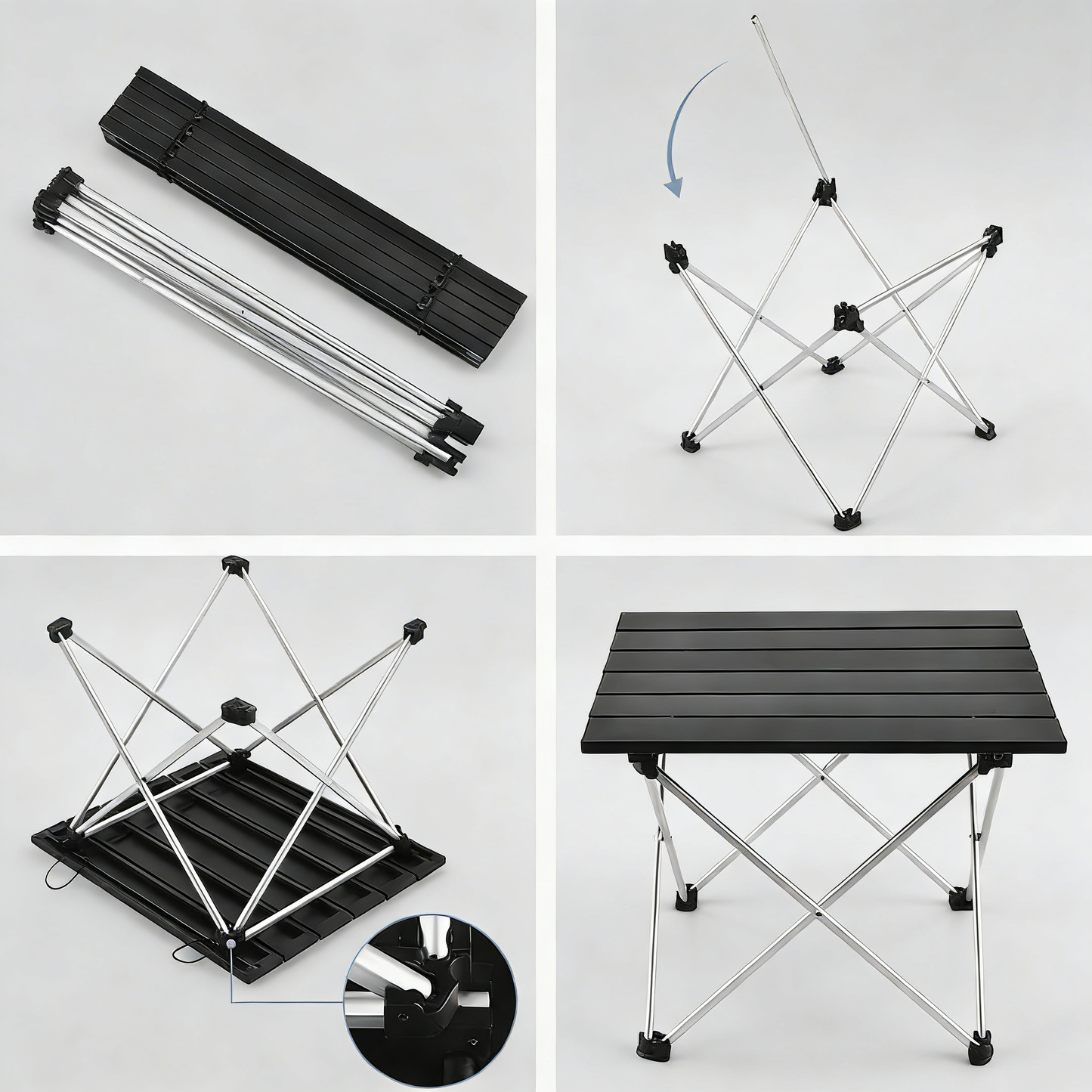 Anti-Slip Compact Folding Table, Ultralight Aluminum Portable Table with Storage Slot for Camping