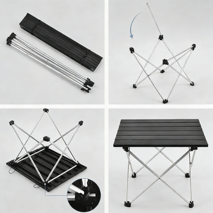 Anti-Slip Compact Folding Table, Ultralight Aluminum Portable Table with Storage Slot for Camping