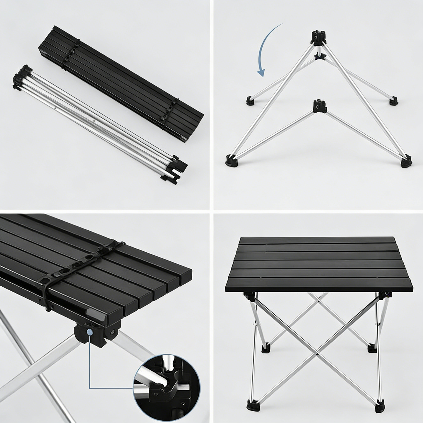 Anti-Slip Compact Folding Table, Ultralight Aluminum Portable Table with Storage Slot for Camping
